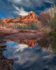 USA, Arizona. Mountain reflects in pond. Art Print